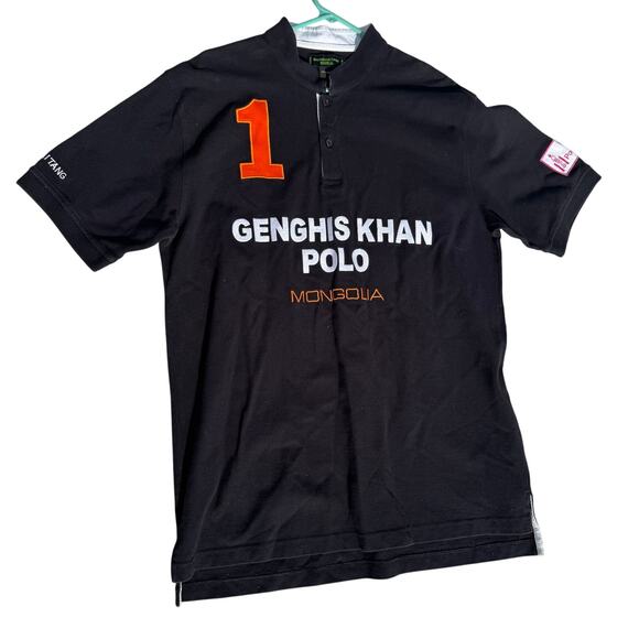 Shanghai Tang Polo Shirt Mens Extra Large Black Mongolia Genghis Khan Polo Club - Picture 1 of 6